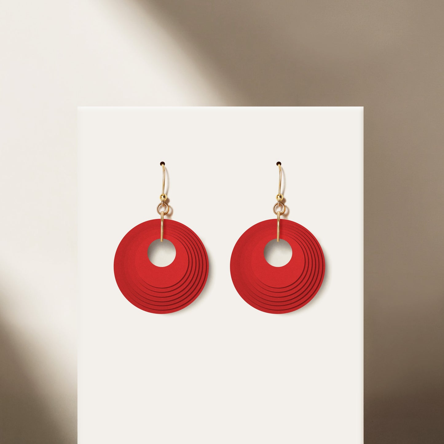 Deep Red Circular Earrings