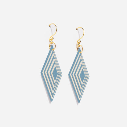 Blue & Cream Diamond Geometric Earrings